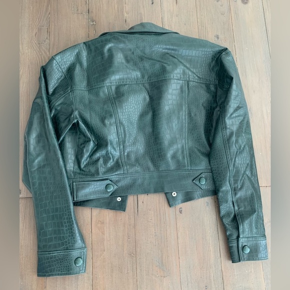 Veronica Beard Hendrix croc embossed faux leather Jacket - Picture 6 of 8